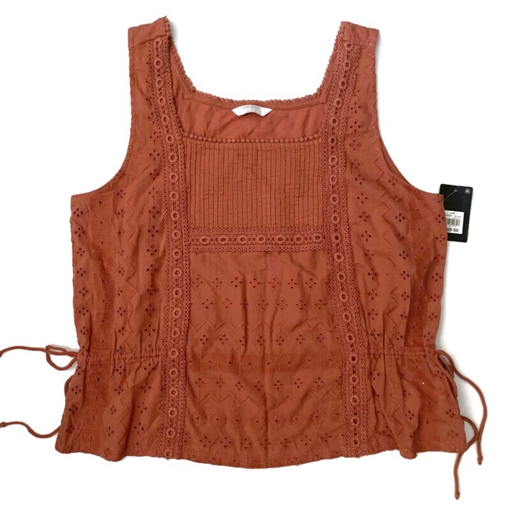 Lucky Brand Mixed Media Tie Tank Top in Dusty Pink